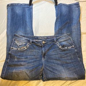 Grace in LA easy fit blue jeans